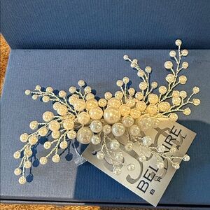 Bel Aire Bridal 2109 Pearl Hair Accessory Ivory Silver for Wedding